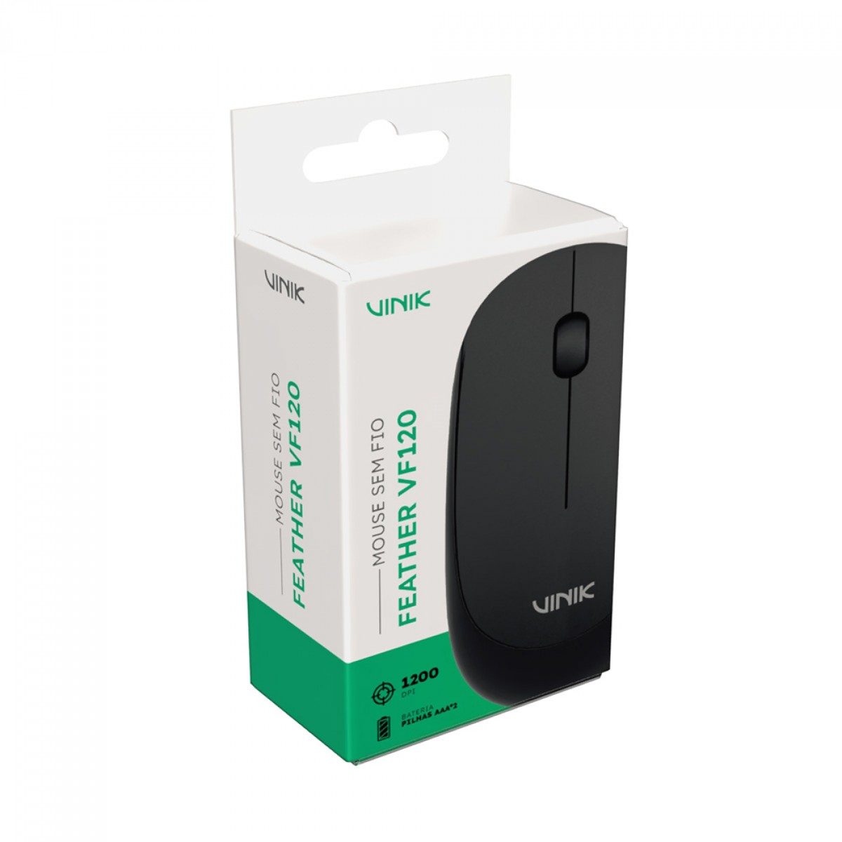 Mouse Vinik Feather VF120, Wireless, 1200 DPI, 3 Botões, Preto