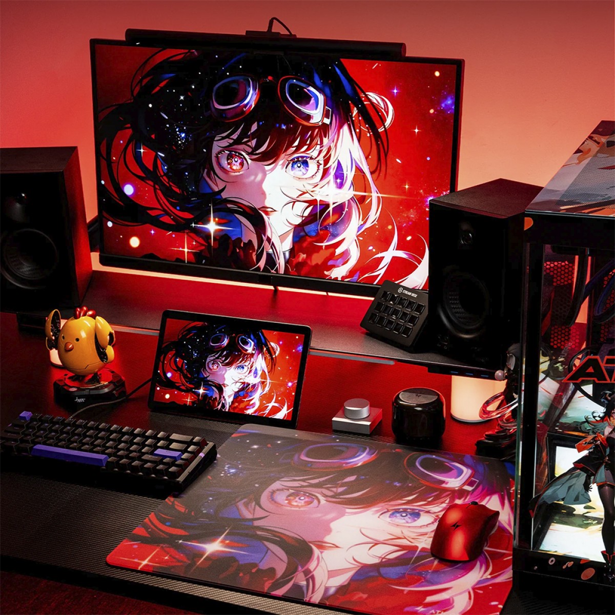 マウス・トラックボール ATK Glass Mouse Pad Crimson Edition Mousepad de Vidro Temperado ATK Crimson Edição Limitada, 490x420mm