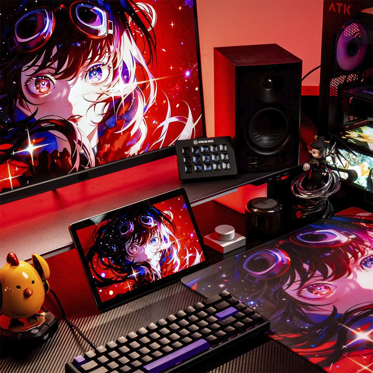Mousepad de Vidro Temperado ATK Crimson Edição Limitada, 490x420mm