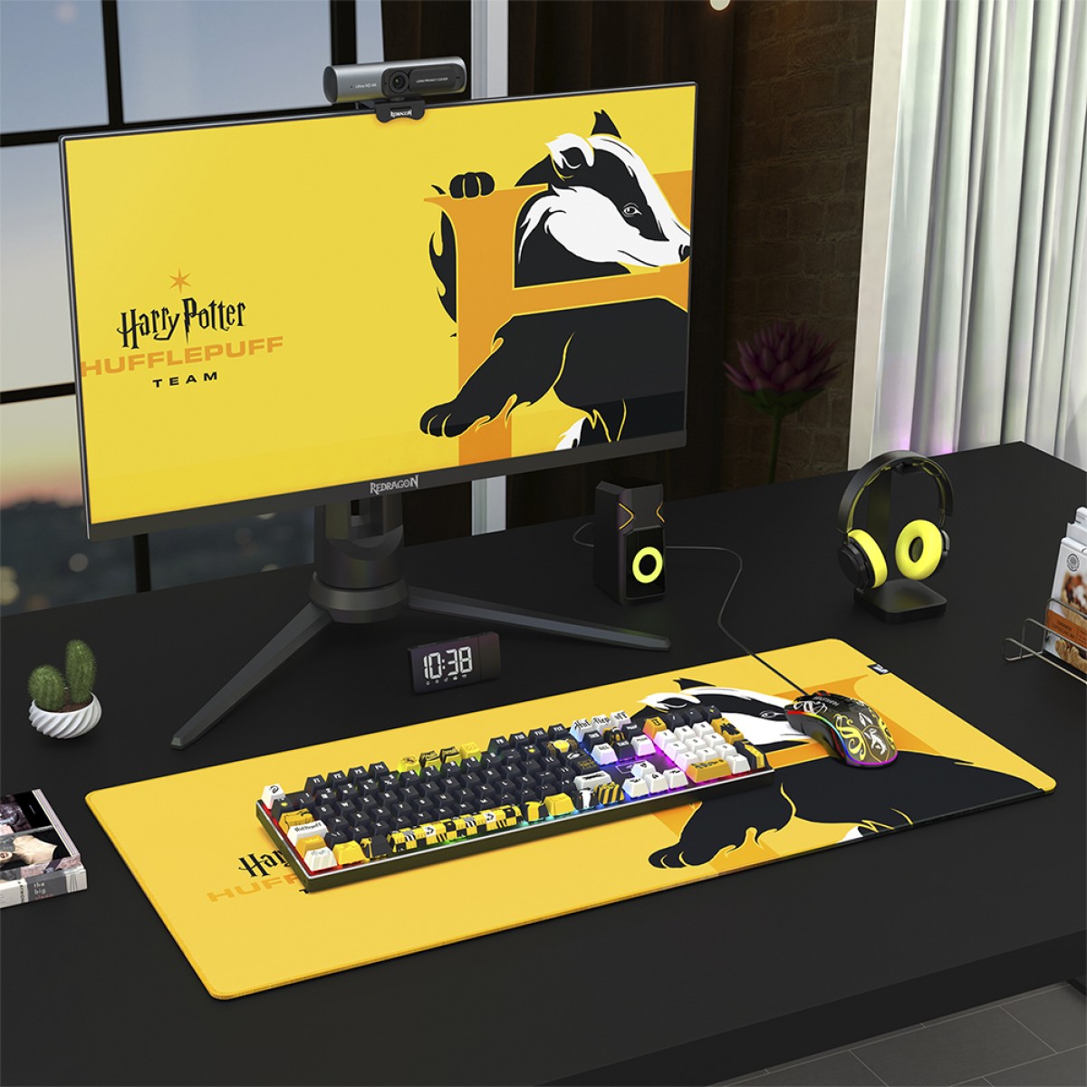 Mousepad Gamer Redragon Harry Potter Hufflepuff Special Edition, Speed, Extra Grande 900x400mm, Amarelo, HP-940