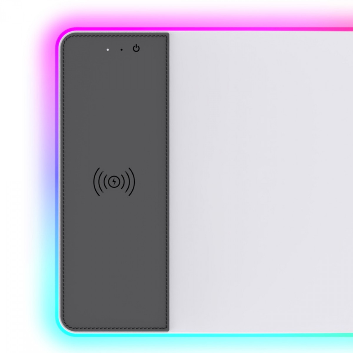 Mousepad Gamer Ryvel White RGB Charge, Grande, 800x300mm, Com Carregador Wireless, Branco, RY-MP-CG-WT
