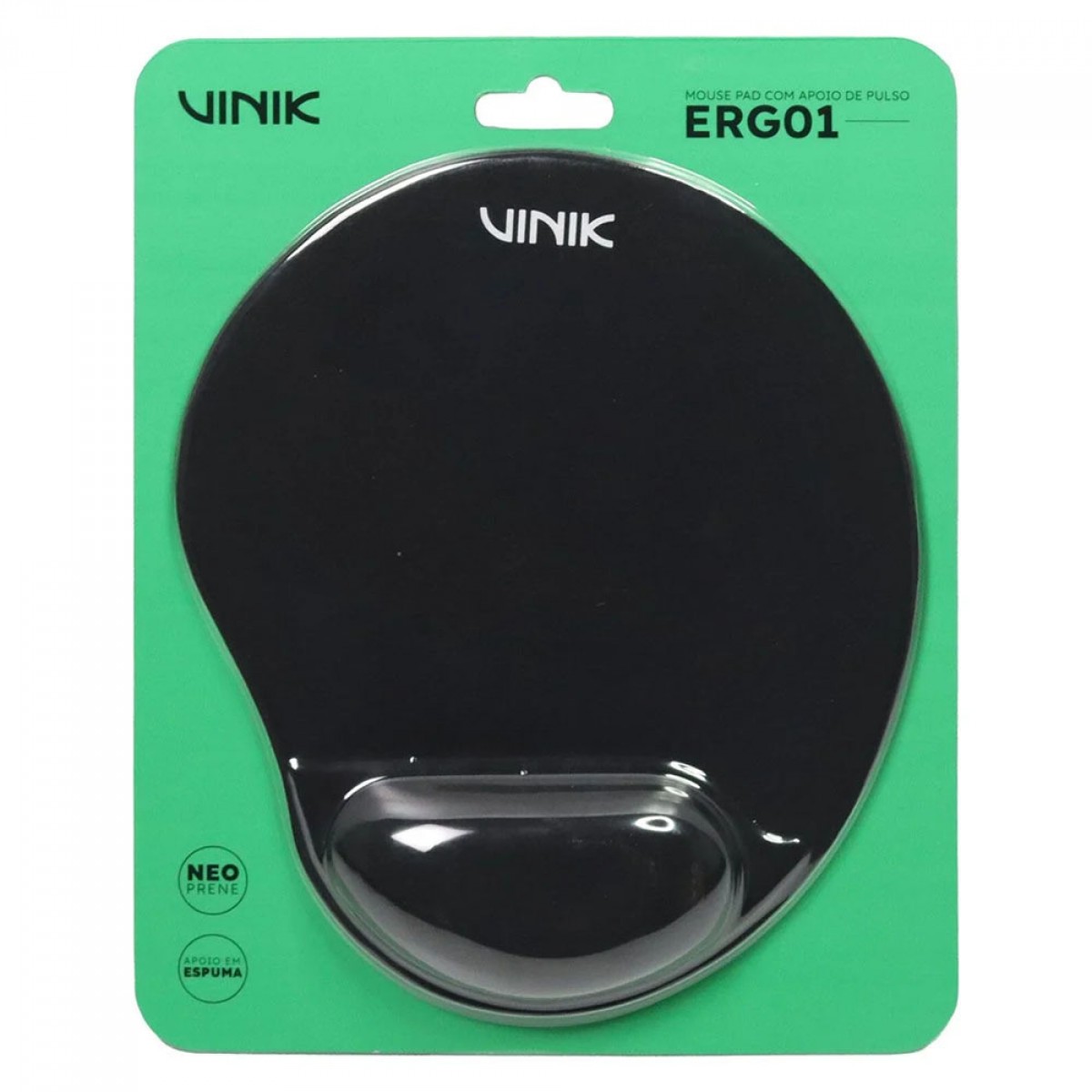 Mousepad Vinik Corp, 263x225X3mm, Com Apoio para o Pulso, Preto, ERG01