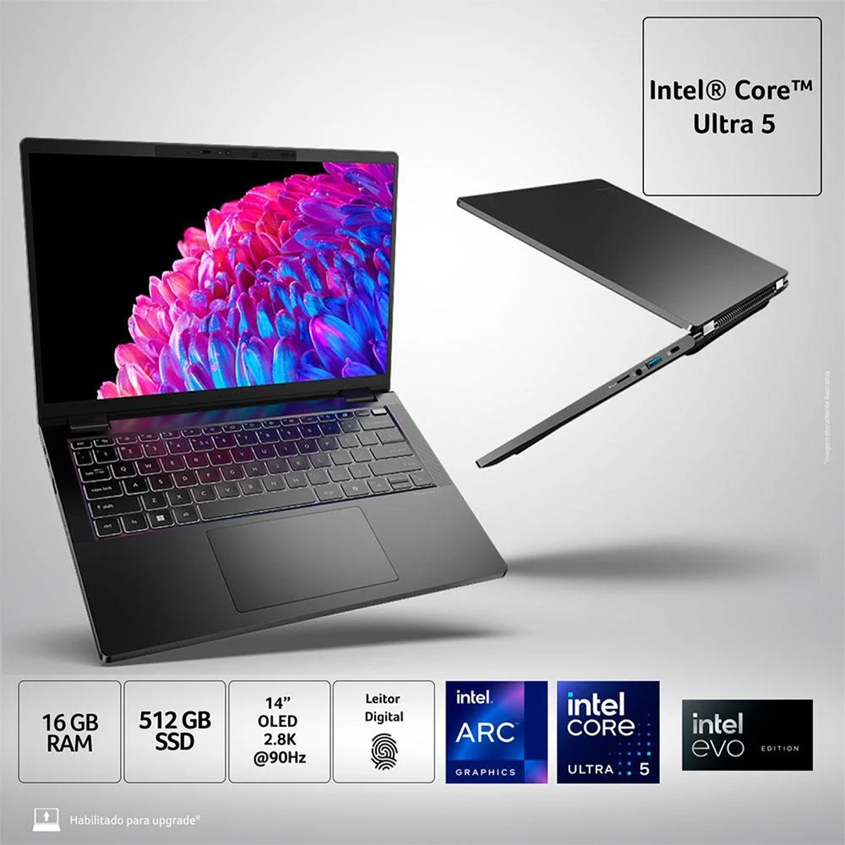 Notebook Acer TravelMate P6 14 Intel Core Ultra 5 125H / 16GB / SSD 512GB / 14 Pol WQXGA+ / Intel Arc / Windows 11 / TMP614-73-565G
