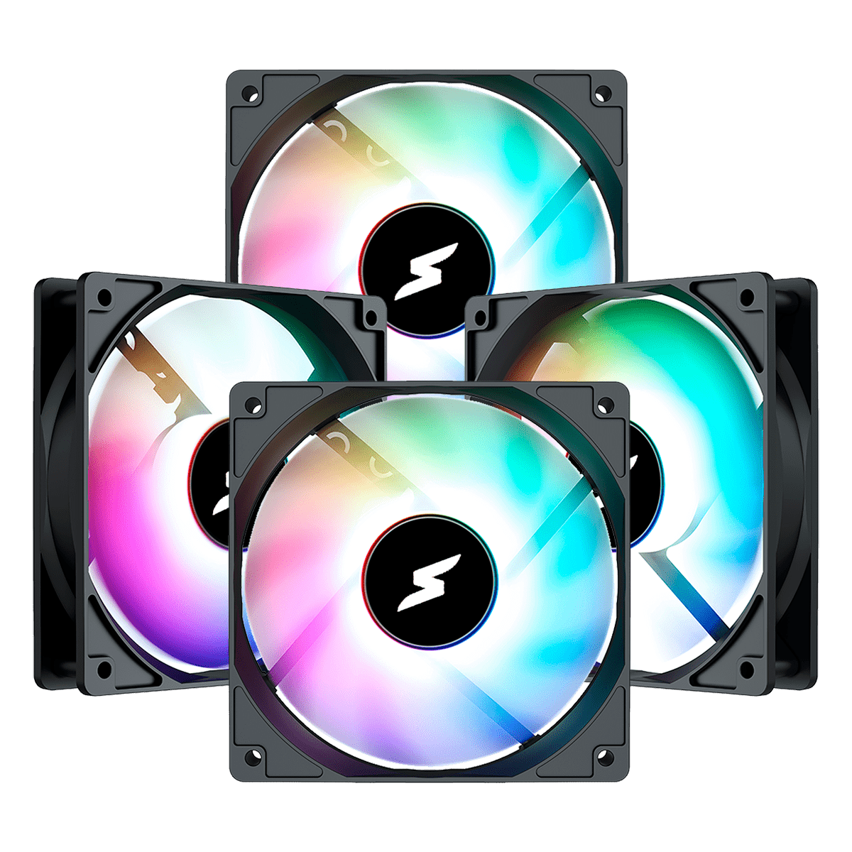 Novo Kit Fan Com 4 Unidades SuperFrame Celler, ARGB, 120mm, Com Controladora, Black