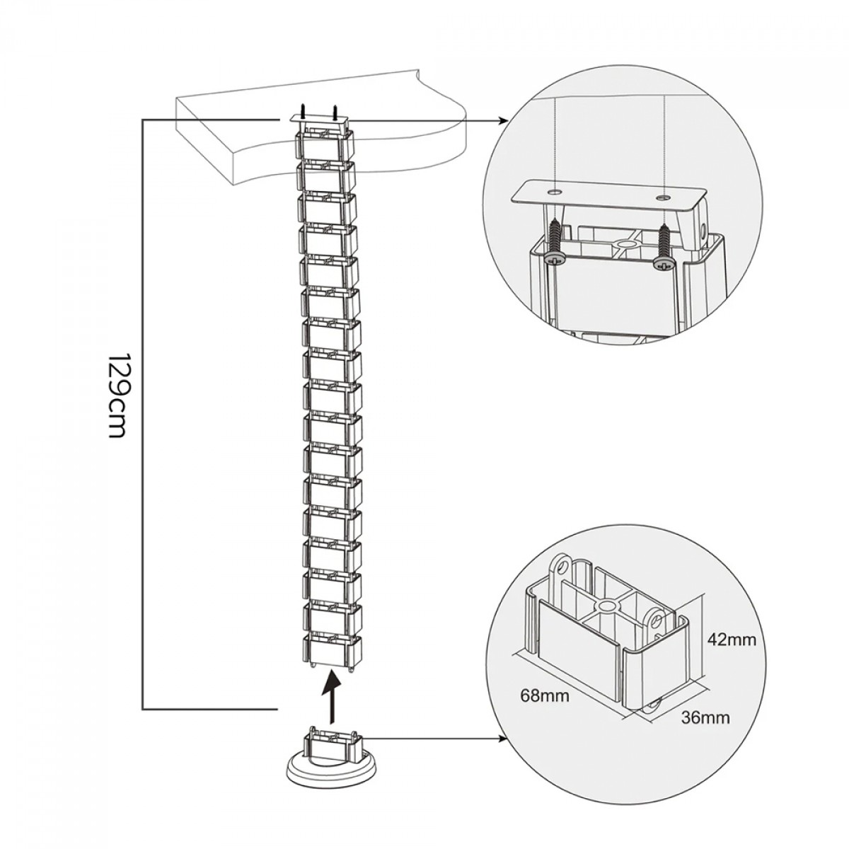 Organizador de Cabos Vertebra Elements Spine, Preto 