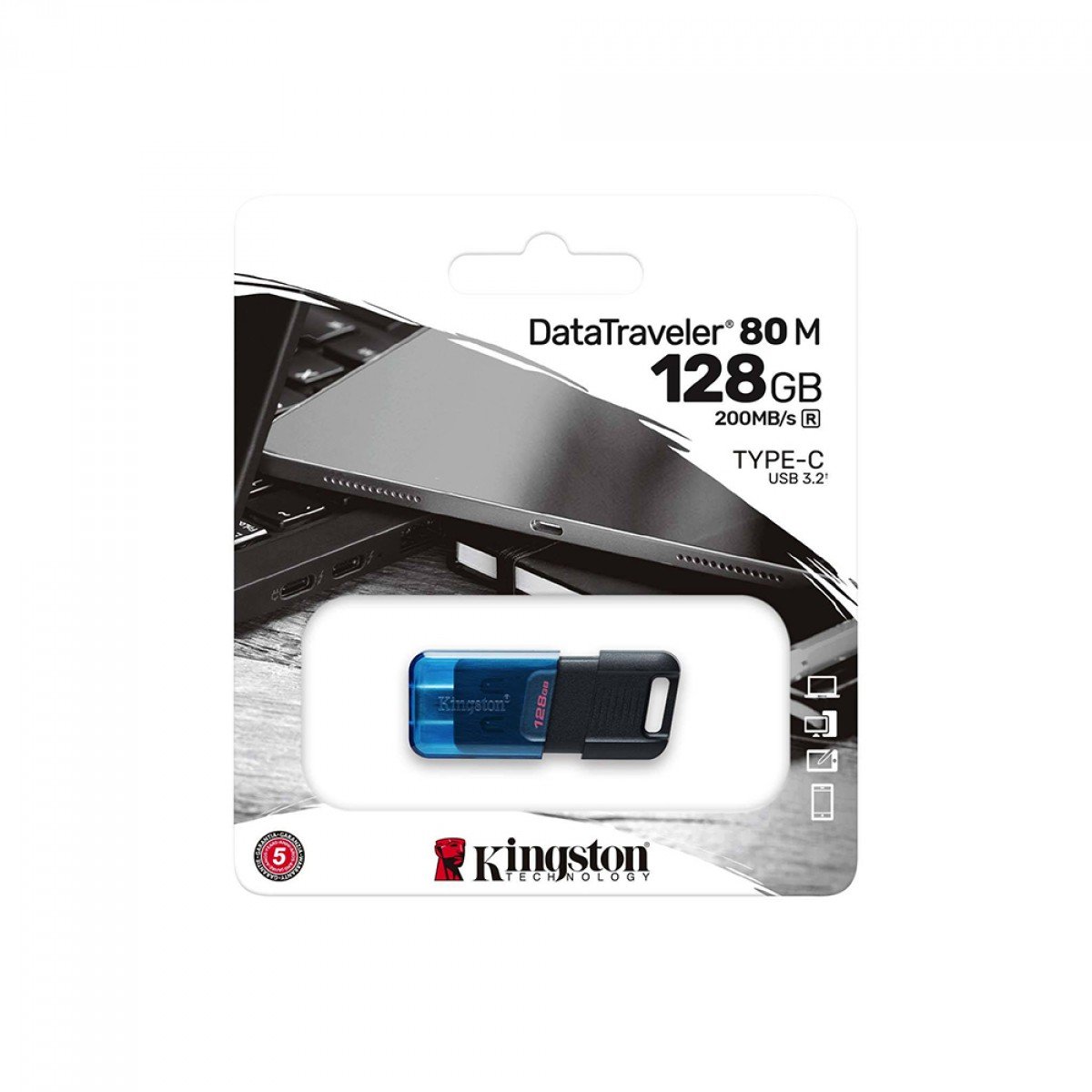Pendrive Kingston DataTraveler 80 M, 128GB, USB Tipo-C 3.2, DT80M/128GB