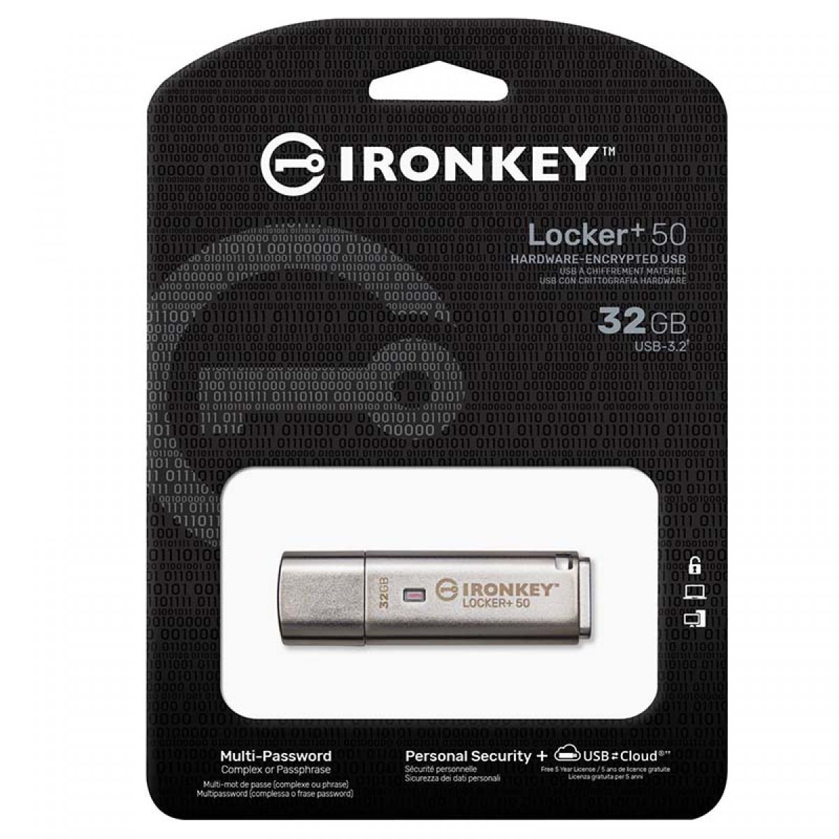 Pendrive Kingston IronKey Locker+ 50, 32GB, USB 3.2, IKLP50/32GB