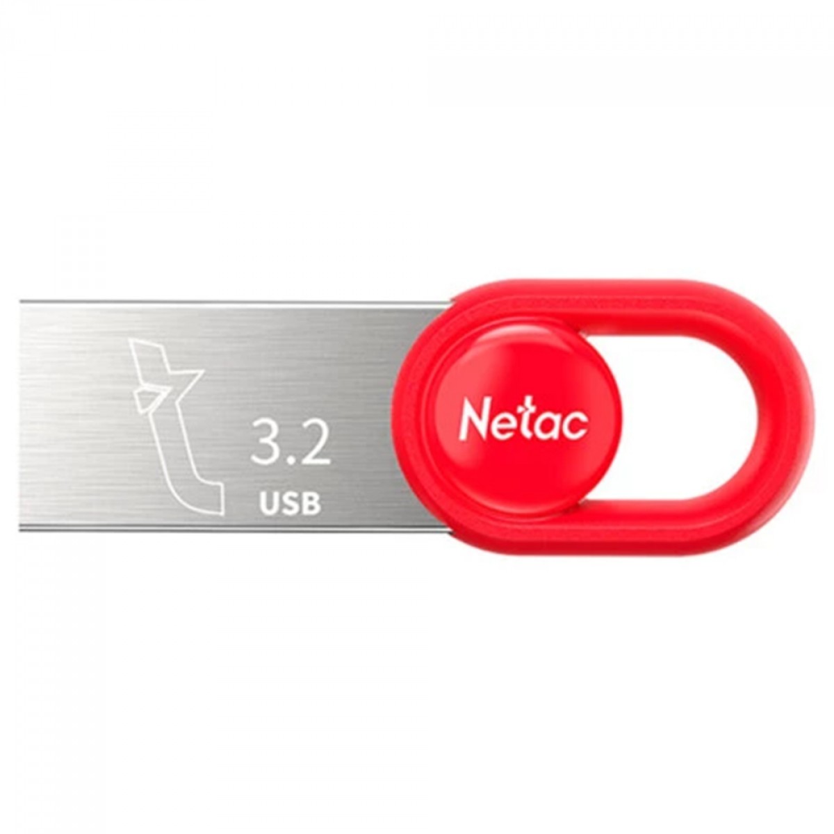Pendrive Netac UM2, 128GB, USB 3.2, Prata e Vermelho, NT03UM2N-128G-32RE
