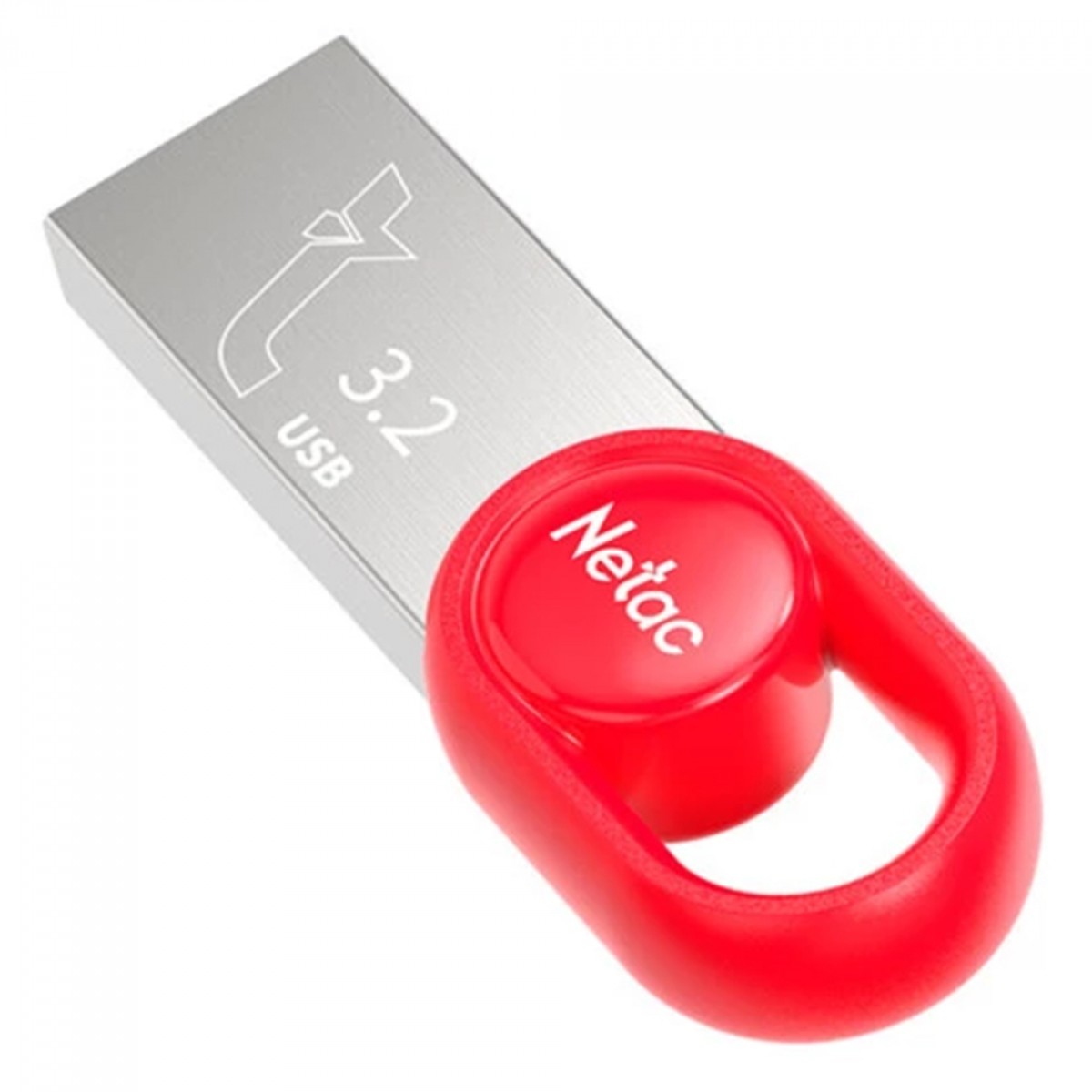 Pendrive Netac UM2, 128GB, USB 3.2, Prata e Vermelho, NT03UM2N-128G-32RE