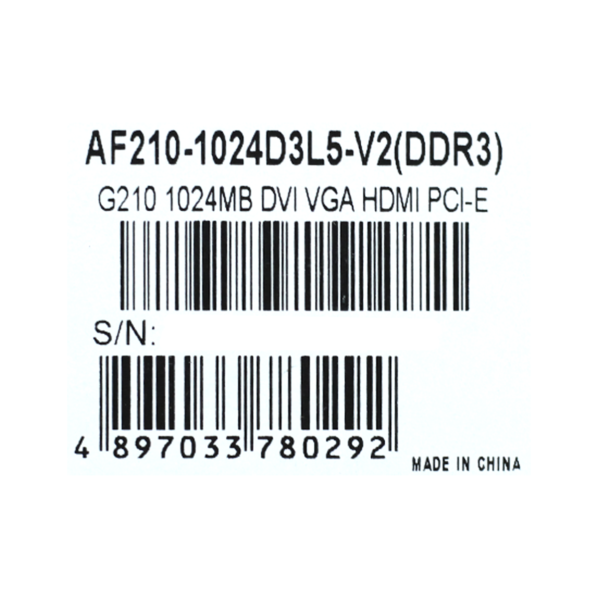 Placa de Vídeo AFox GeForce G210, 1GB, DDR3, 64bit, AF210-1024D3L5-V2