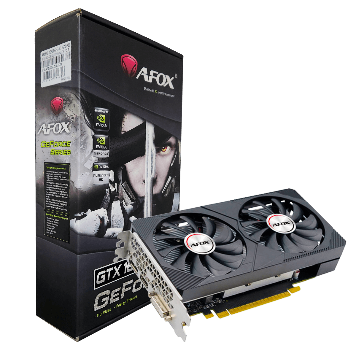Placa De Vídeo Afox NVidia GeForce GTX 1650, 4GB, GDDR6, 128bits, AF1650-4096D6H3-V3