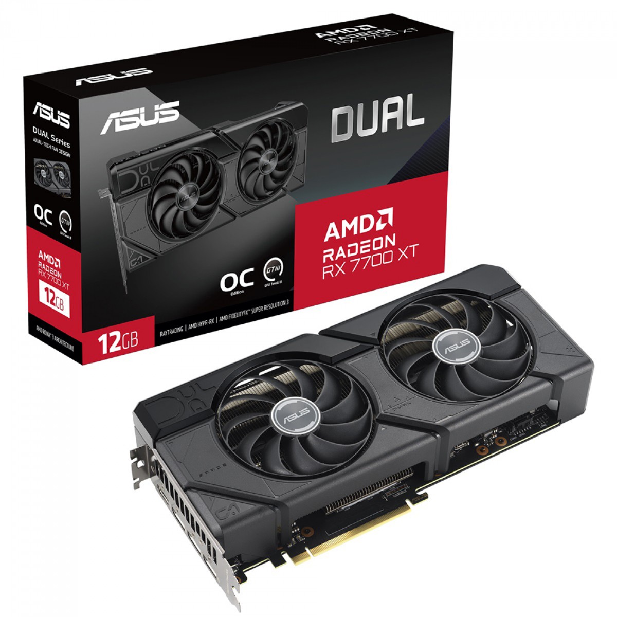 Placa de Vídeo Asus Dual AMD Radeon RX 7700 XT OC, 12GB, GDDR6, FSR, Ray Tracing, DUALRX7700XTO12G