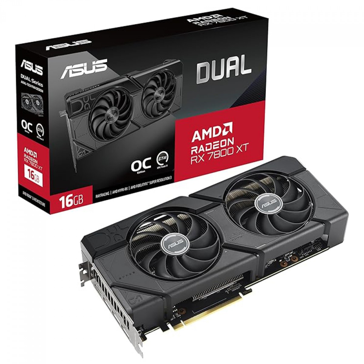 Placa De V Deo Asus Dual Amd Radeon Rx Xt Oc Gb Gddr Fsr Ray Tracing Dual Rx Xt O G