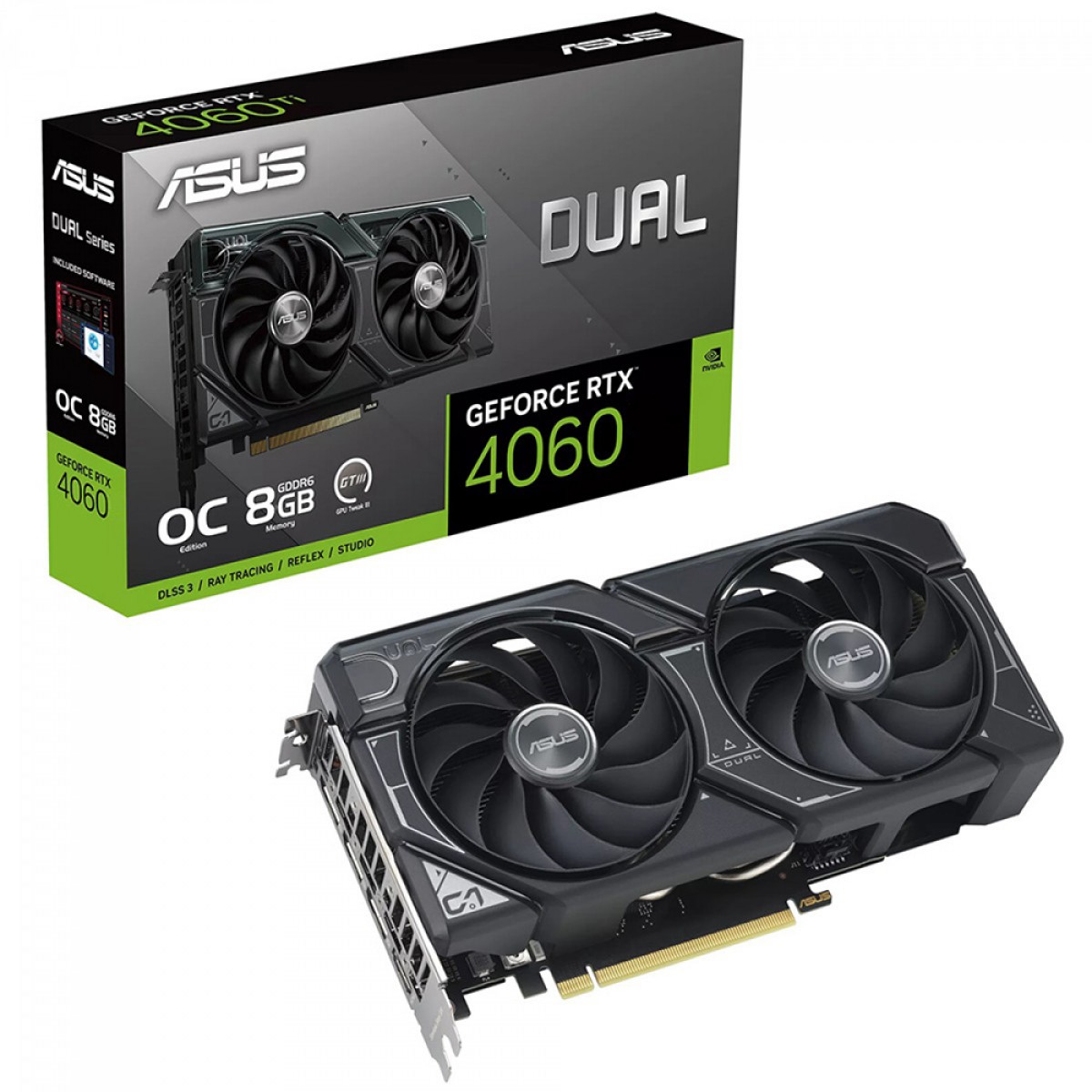 Placa De Vídeo Asus Dual Nvidia Geforce Rtx 4060 Oc 8gb Gddr6 Dlss Ray Tracing 90yv0jc0 M0na00