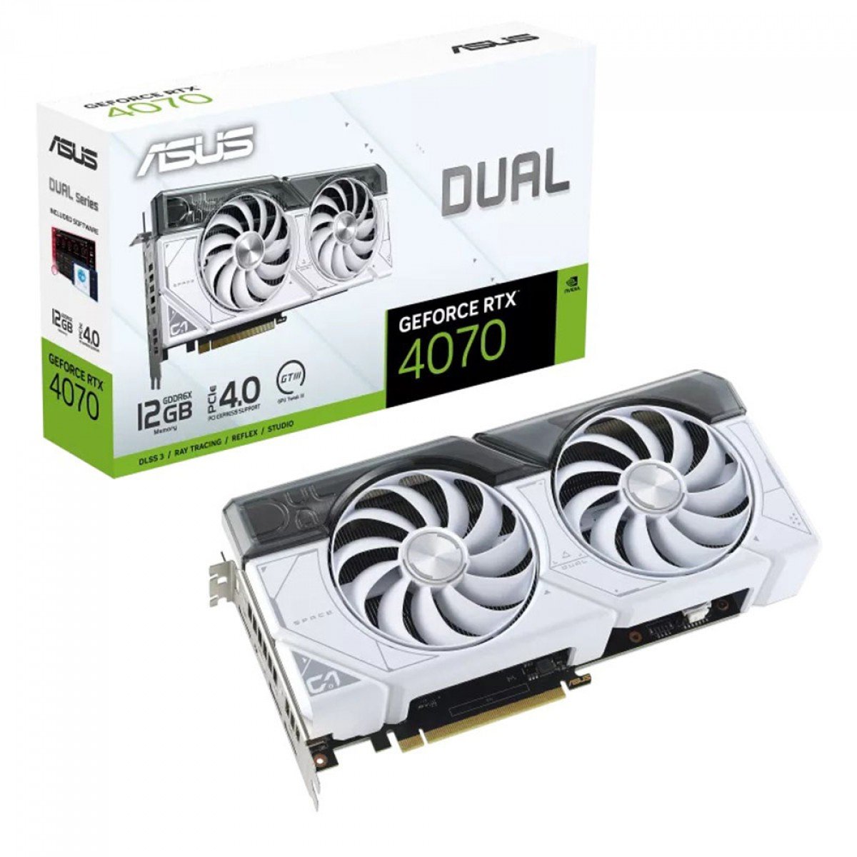 Placa de Vídeo Asus Dual NVIDIA GeForce RTX 4070 White, 12GB, GDDR6X, DLSS, Ray Tracing, 90YV0IZ5-M0NA00