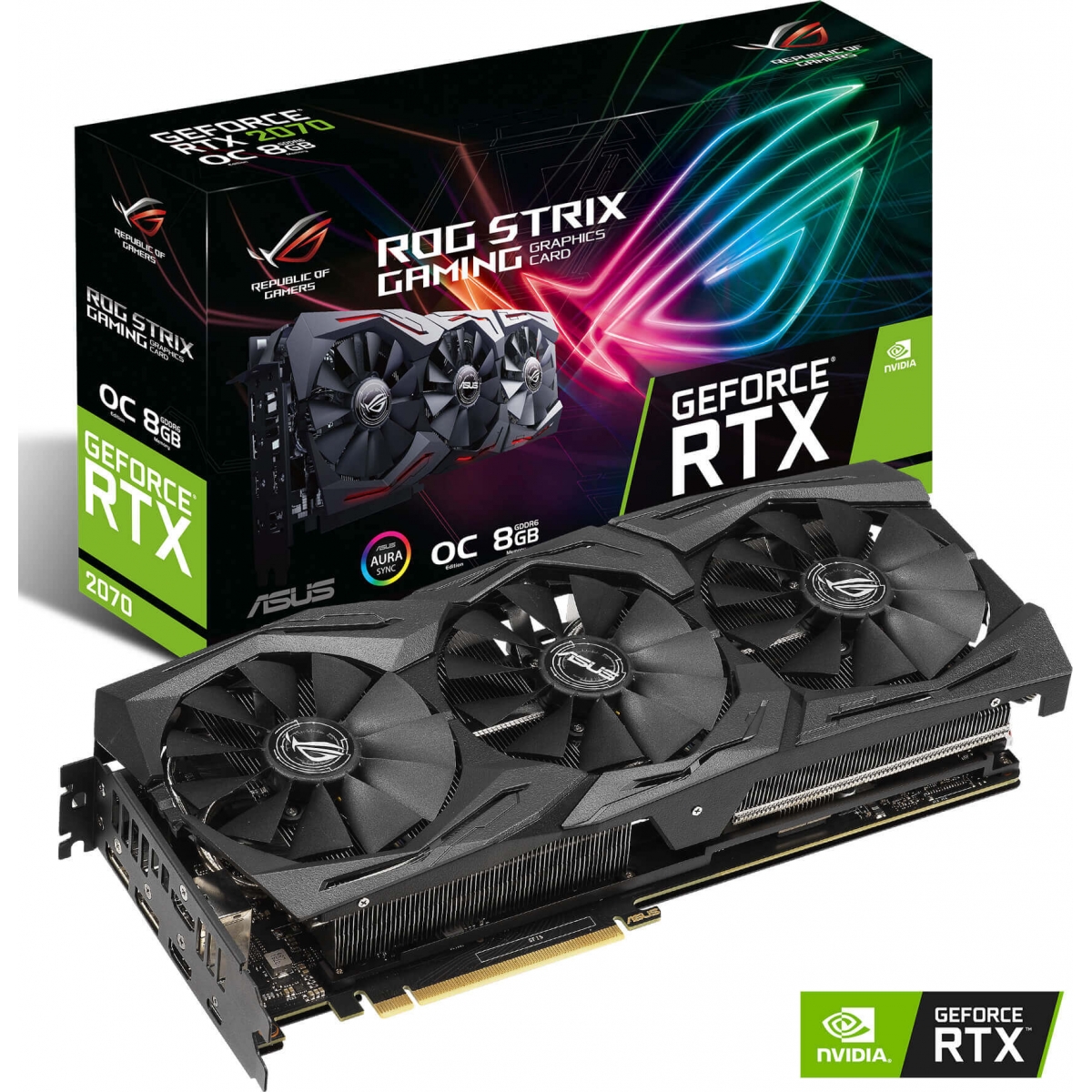 Placa de Vídeo Asus NVIDIA  GeForce RTX 2070 ROG STRIX GAMING OC, 8GB, GDDR6, 256Bit, ROG-STRIX-RTX2070-O8G-GAMING
