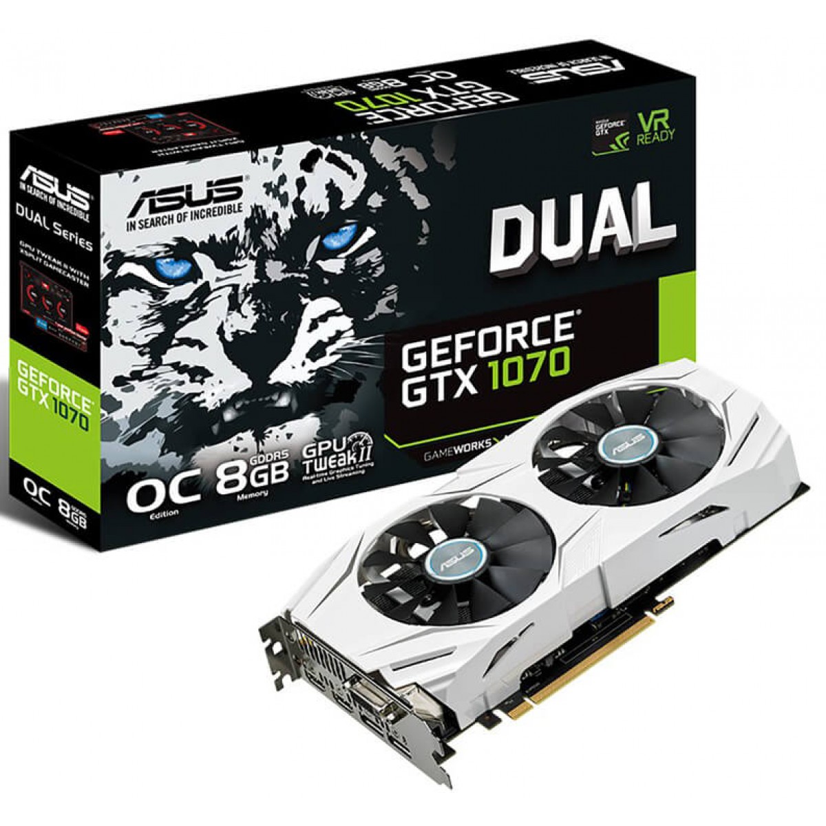 Placa de Vídeo Asus NVIDIA GeForce GTX 1070 Dual, 8GB, DDR5, 256Bit, DUAL-GTX1070-O8G