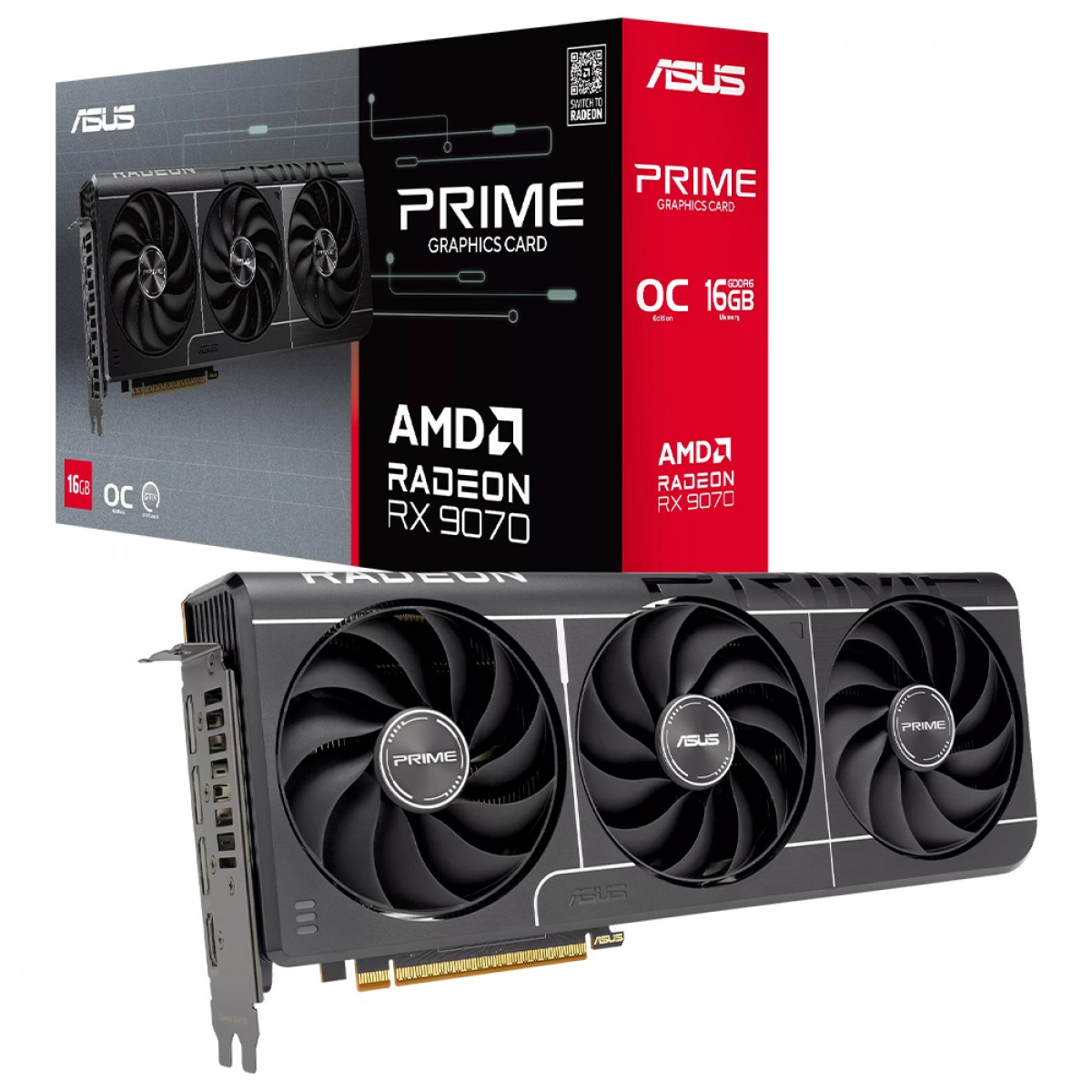 Placa de Vídeo Asus Prime AMD Radeon RX 9070 EVO OC Edition, 16GB, GDDR6, FSR, Ray Tracing, 90YV0MQ0-M0NA00