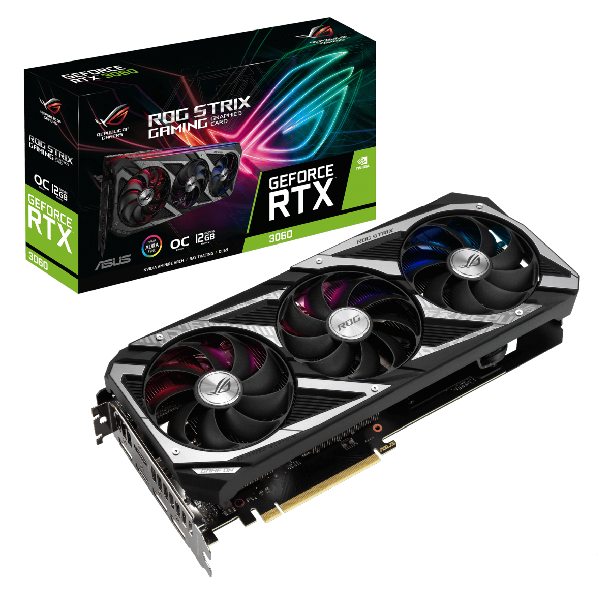 Placa De Vídeo Asus Rog Strix Nvidia Geforce Rtx 3060 Oc Lhr 12gb Gddr6 Dlss Ray Tracing 4548