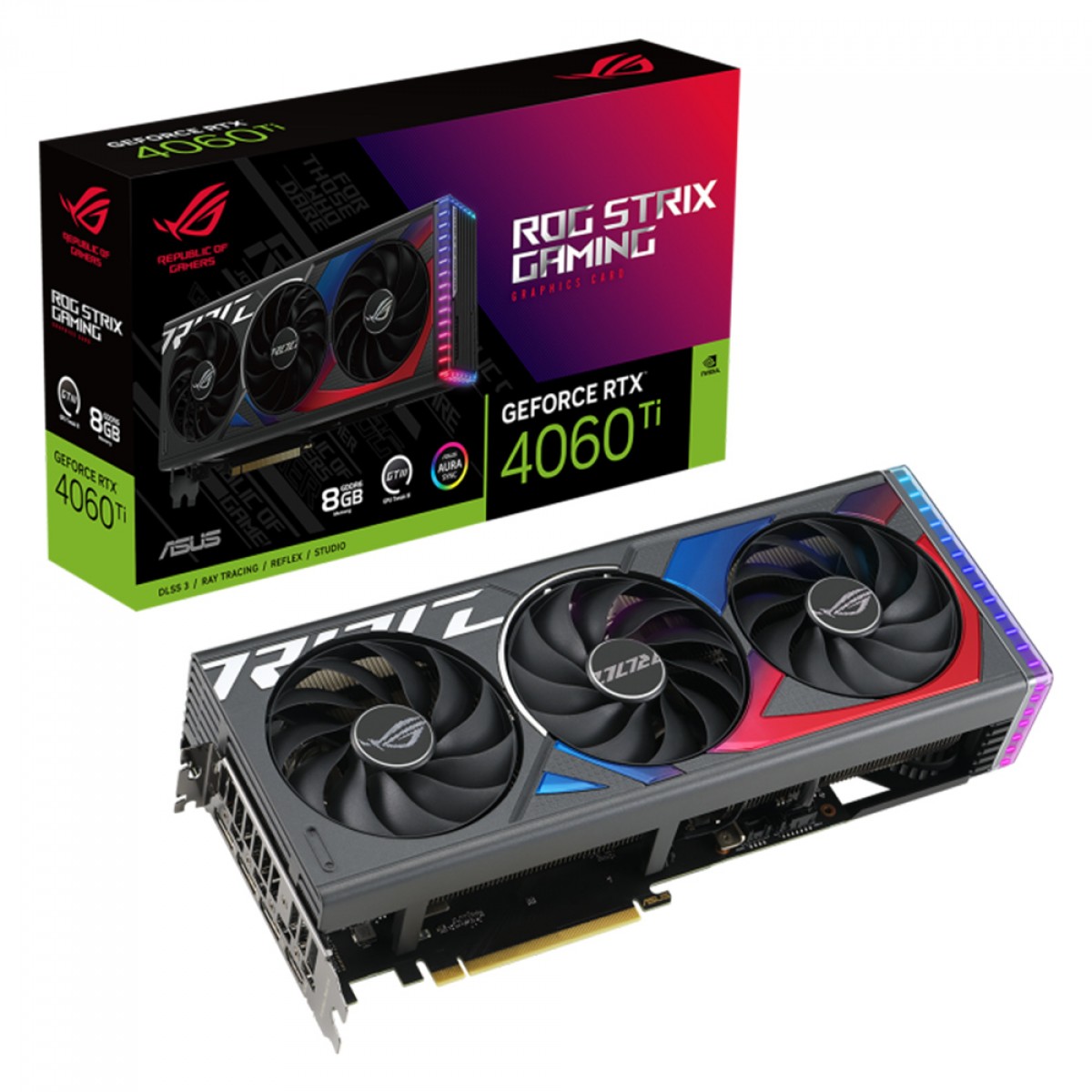 Placa de Vídeo Asus ROG Strix NVIDIA GeForce RTX 4060 Ti, 8GB, GDDR6, DLSS, Ray Tracing, 90YV0J53-M0NA00 