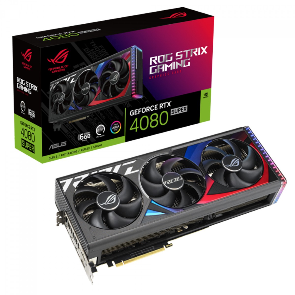 Placa de Vídeo Asus Rog Strix, NVIDIA GeForce RTX 4080 Super, 16GB, GDDR6X, DLSS, Ray Tracing