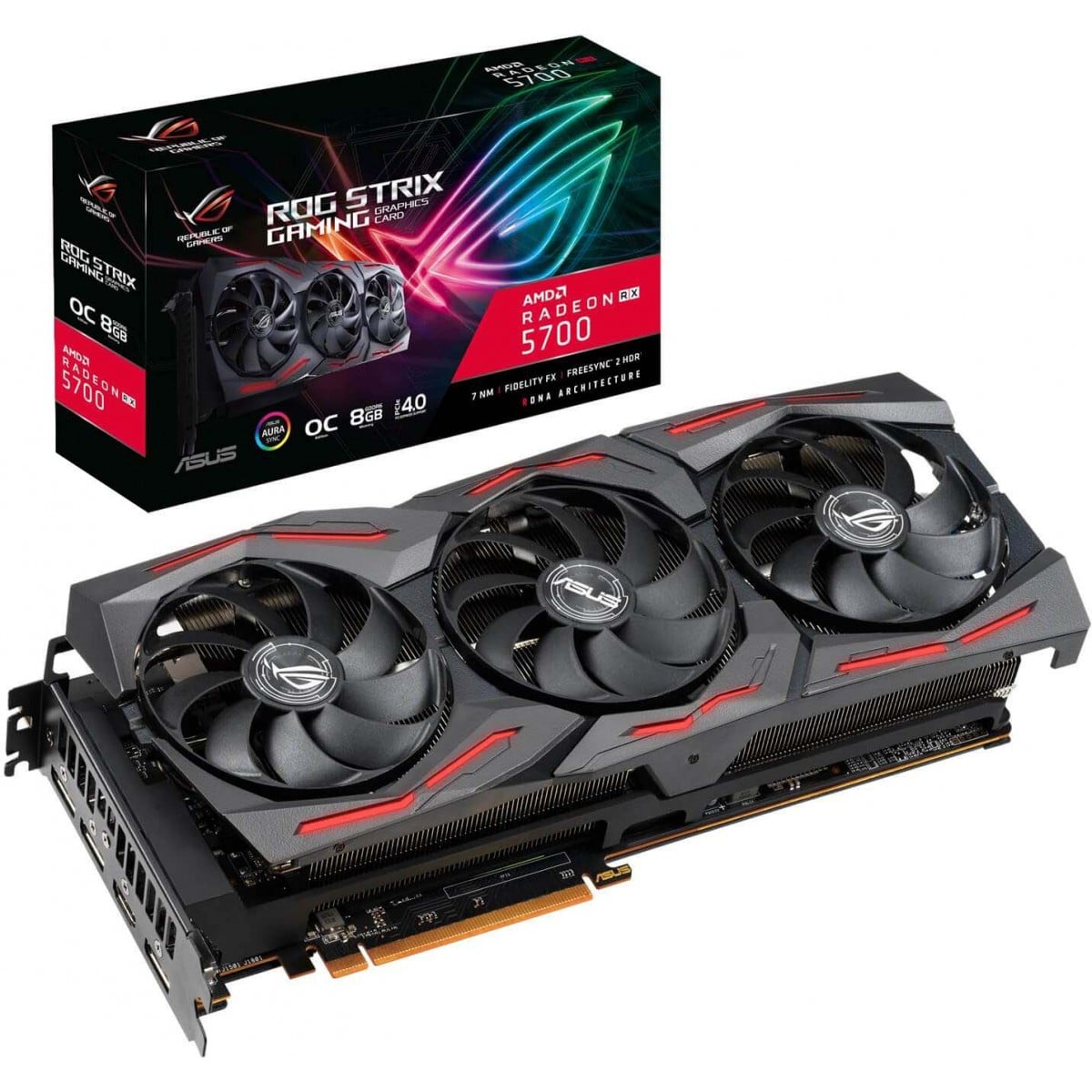Placa de Vídeo Asus, Rog Strix Radeon, Navi RX 5700 OC, 8GB, GDDR6, 256Bit, ROG-STRIX-RX5700-O8G-GAMING
