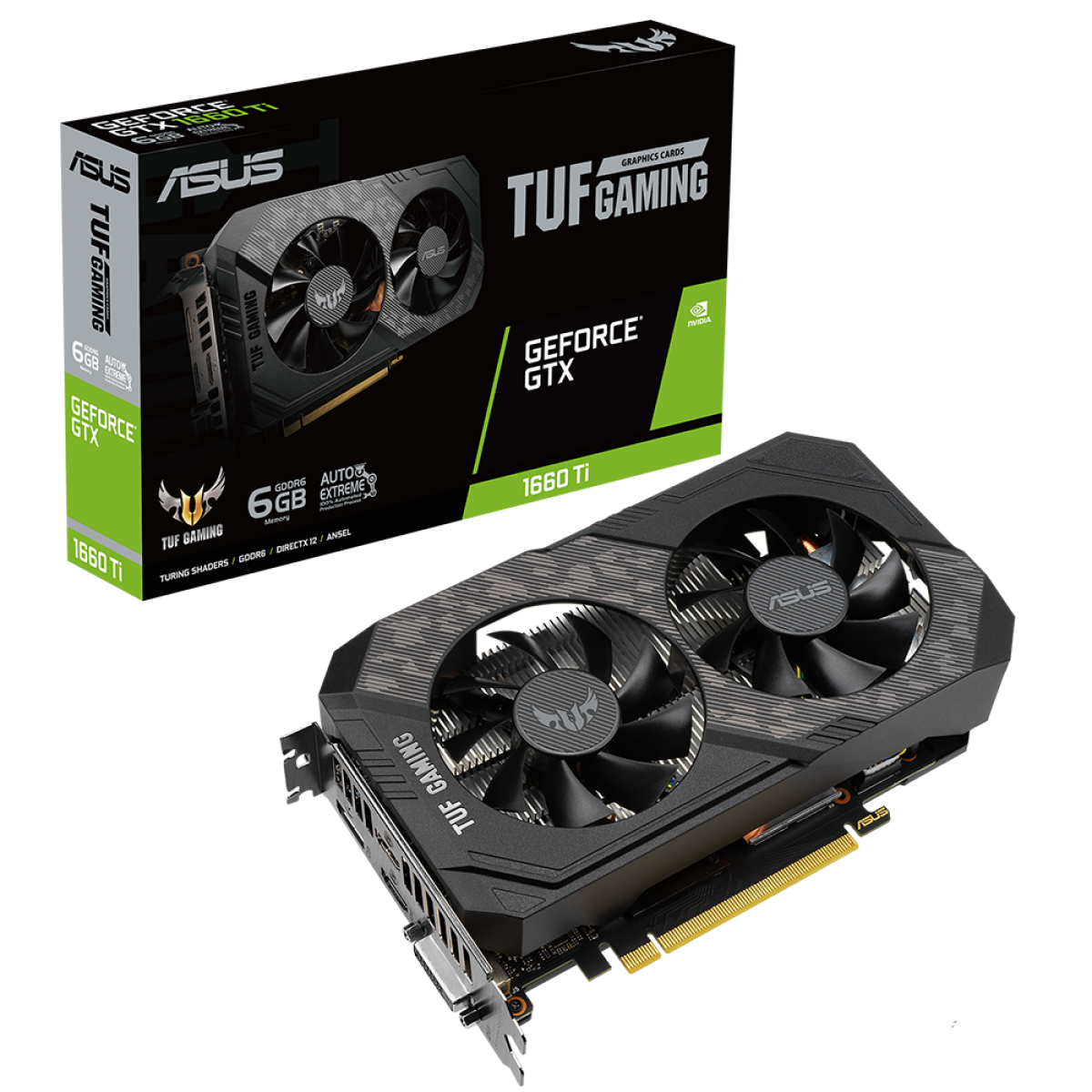 Placa de vídeo Asus TUF Gaming GeForce GTX 1660 Ti EVO, 6GB, GDDR6, 90YV0CT8-M0NA00