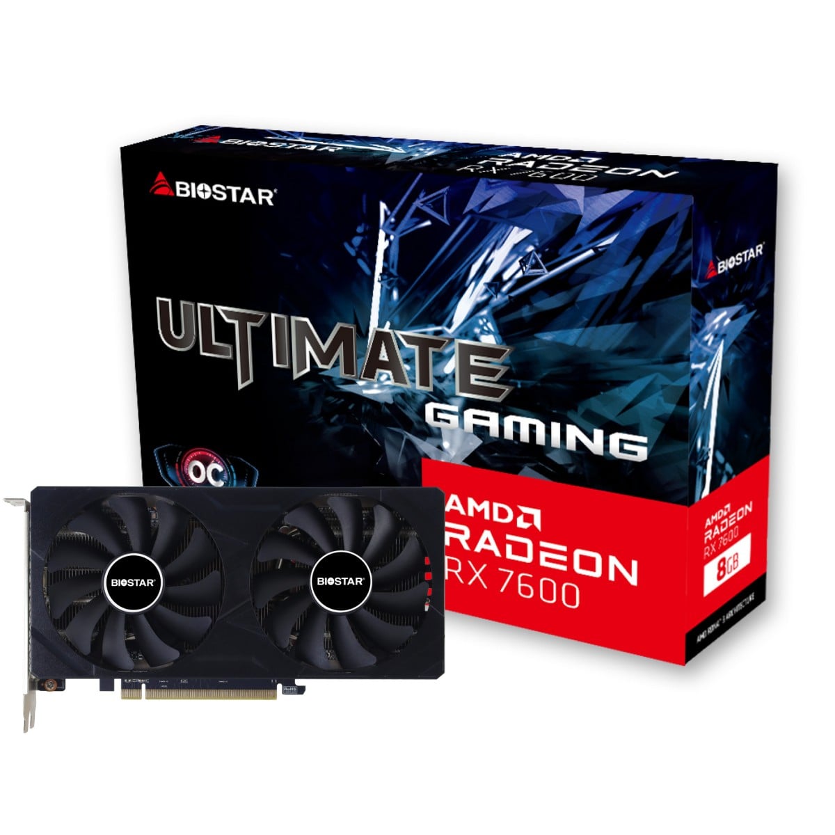 Placa De Vídeo Biostar AMD Radeon RX 7600 OC Ultimate Gaming, 8GB, GDDR6, FSR, Ray Tracing, VA76S6RM81