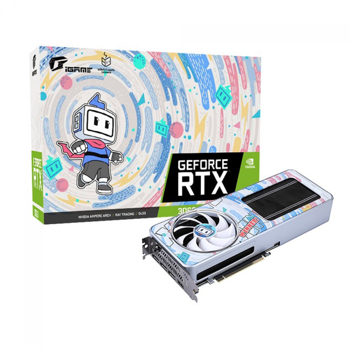 Placa de Vídeo Colorful, GeForce, iGame RTX 3060 Bilibili E-sports Edition, LHR, OC 12G-V, GDDR6, DLSS, Ray Tracing