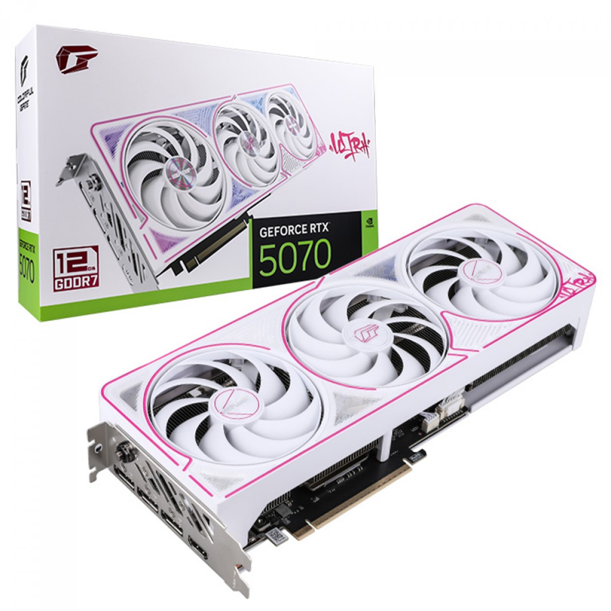 Placa de Vídeo Colorful iGame NVIDIA GeForce RTX 5070 Ultra W OC, 12GB, GDDR7, DLSS, Ray Tracing, White
