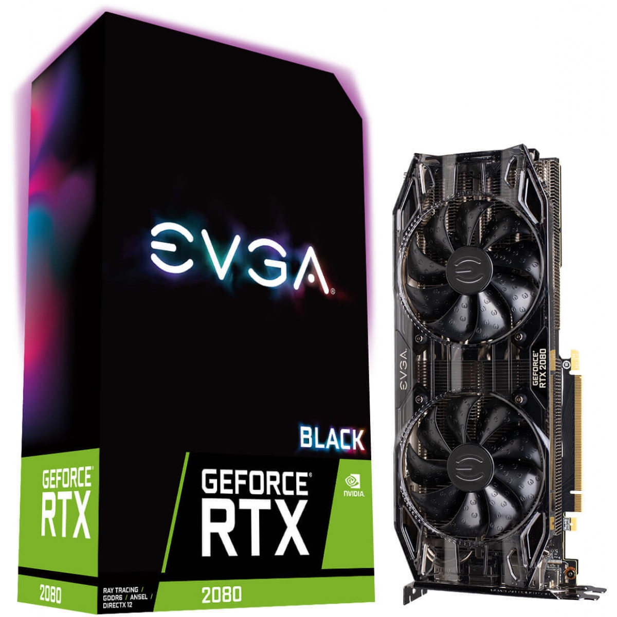 Placa de Vídeo EVGA NVIDIA Geforce RTX 2080 Black Edition Gaming Dual, 8GB GDDR6, 256Bit, 08G-P4-2081-KR