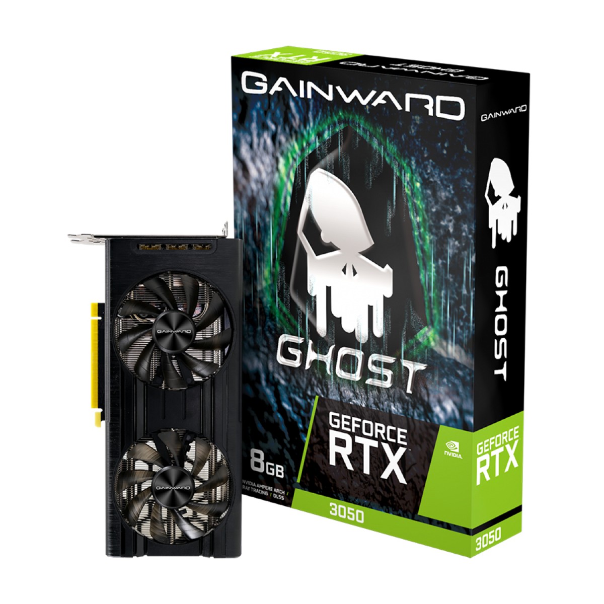 Placa De Vídeo Gainward GeForce RTX 3050 Ghost, LHR, 8GB, GDDR6, DLSS, Ray Tracing, NE63050019P1-190AB