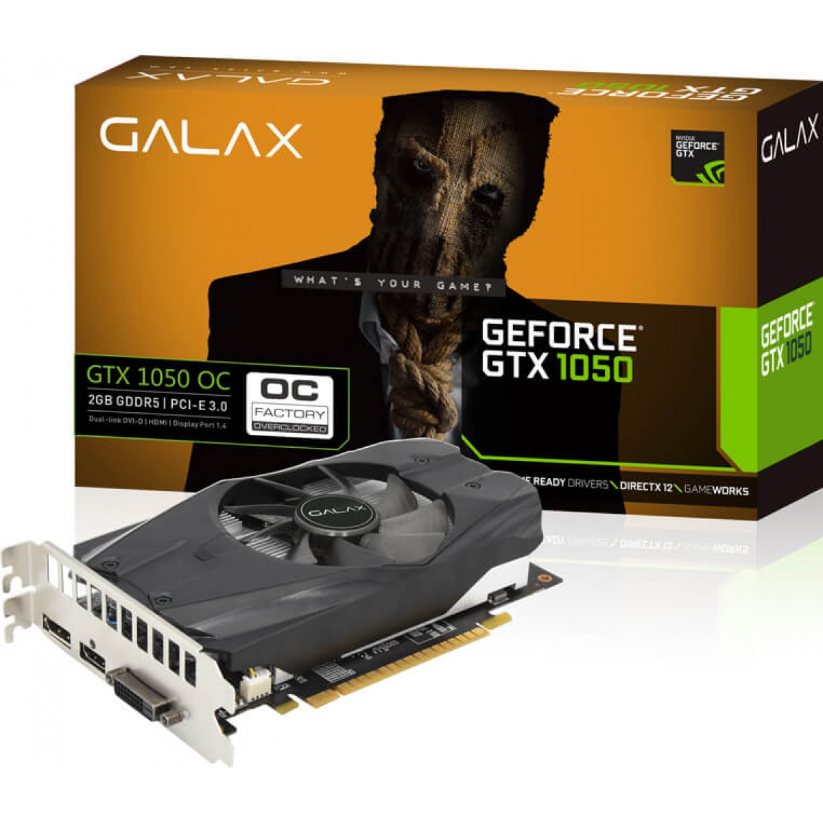 Placa de Vídeo GALAX GeForce GTX 1050 OC 2GB 50NPH8DSN8OC GDDR5 PCI-EXP