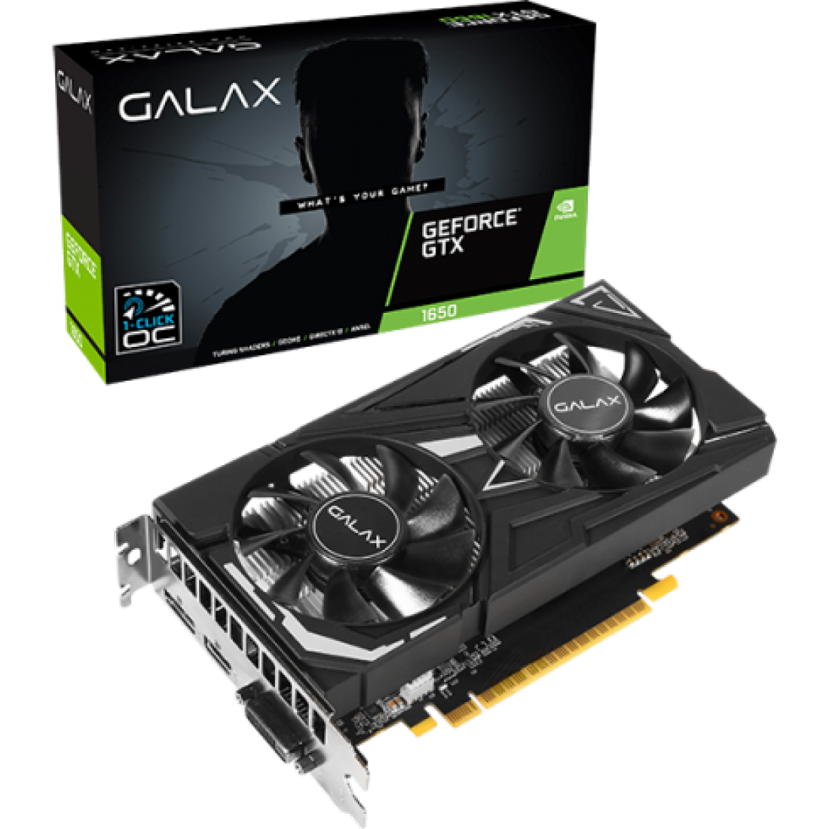 Placa De Vídeo Galax NVIDIA GeForce GTX 1650 EX, 1-Click OC, 4GB, GDDR6, 128Bit, 65SQL8DS66E6