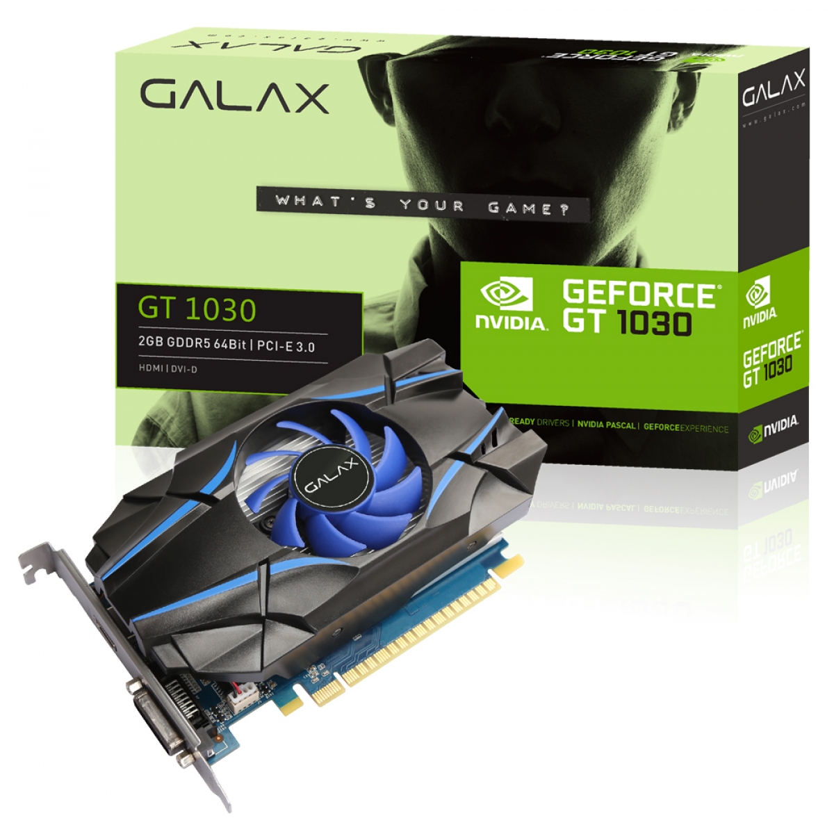 Placa de Vídeo Galax NVIDIA GeForce GT 1030, 2GB, GDDR5, PCI-EXP, 30NPH4HVQ4ST