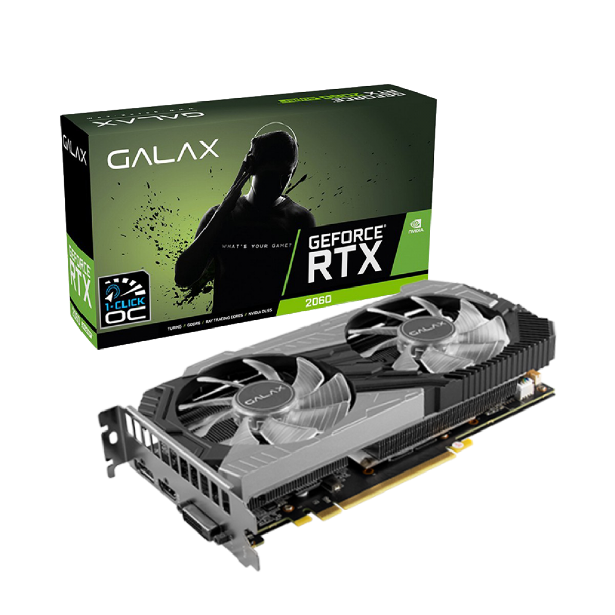 Placa de Vídeo Galax NVIDIA GeForce RTX 2060 (1 Click OC), 12GB, GDDR6, DLSS, Ray Tracing, 26NRL7HP68NC