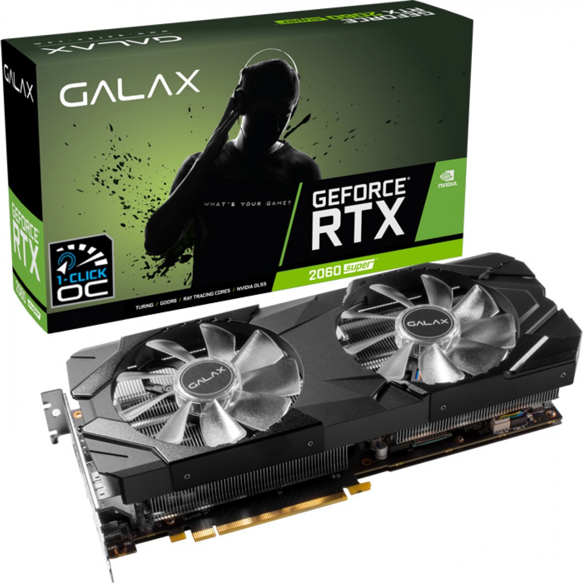 Placa de Vídeo Galax GeForce RTX 2060 Super EX (1-Click OC), 8GB GDDR6, DLSS, Ray Tracing, 26ISL6MPX2EX