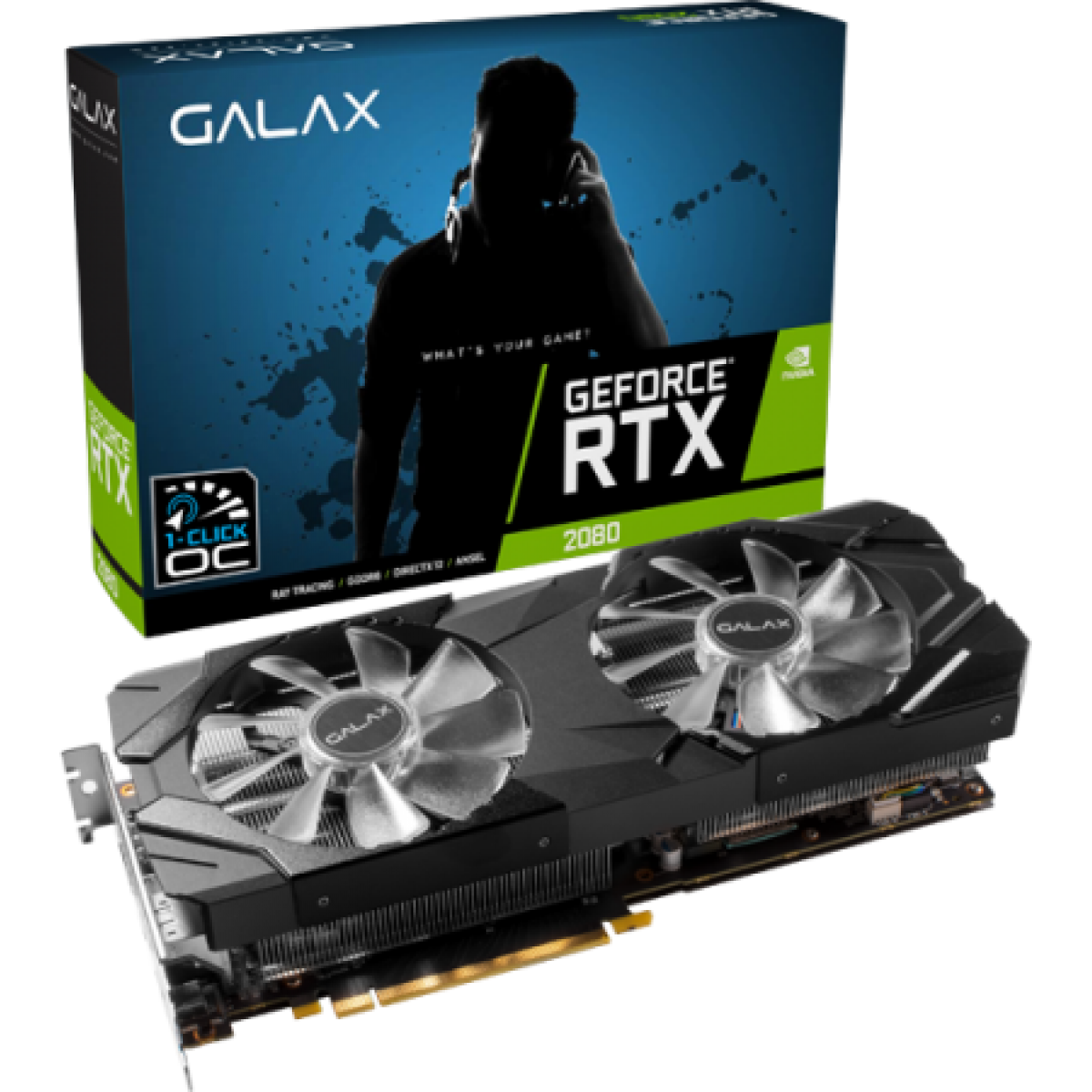 Placa de Vídeo Galax Geforce RTX 2080 EX (1-Click OC) Dual, 8GB GDDR6, 256Bit, 28NSL6MDU9E2
