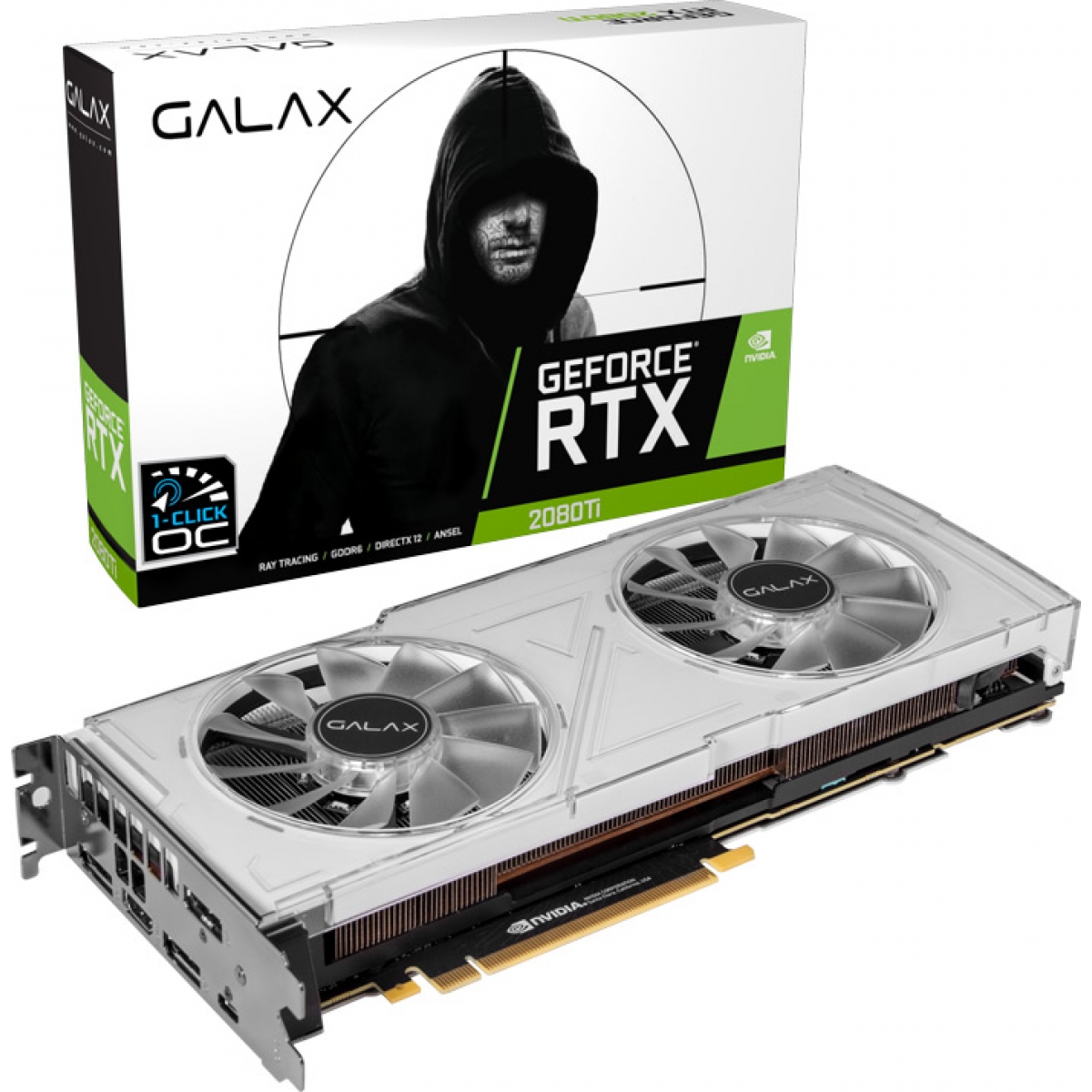 Placa de Vídeo Galax Geforce RTX 2080 Ti White (1-Click OC) Dual, 11GB GDDR6, 352Bit