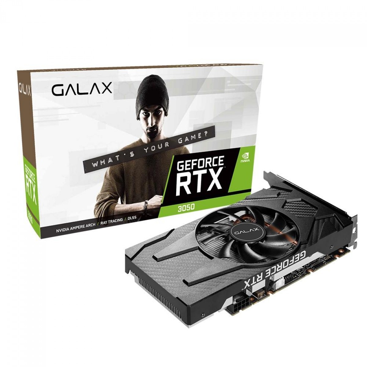Placa De Vídeo Galax NVIDIA GeForce RTX 3050 (1-Click OC) V2, LHR, 8GB, GDDR6, DLSS, Ray Tracing, 35NSL8M