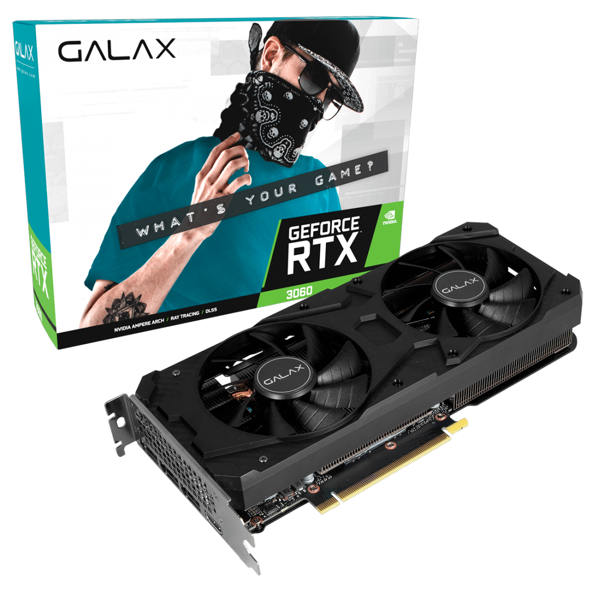 Placa De Vídeo Galax NVIDIA GeForce RTX 3060 (1-Click OC), LHR, 12GB, GDDR6, DLSS, Ray Tracing, 36NOL7MD1