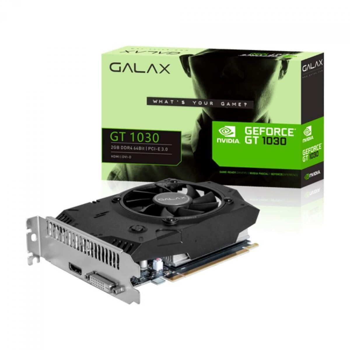 Placa de Vídeo Galax NVIDIA GeForce GT 1030, 2GB, DDR4, 64bit, 30NPG4HV00AB