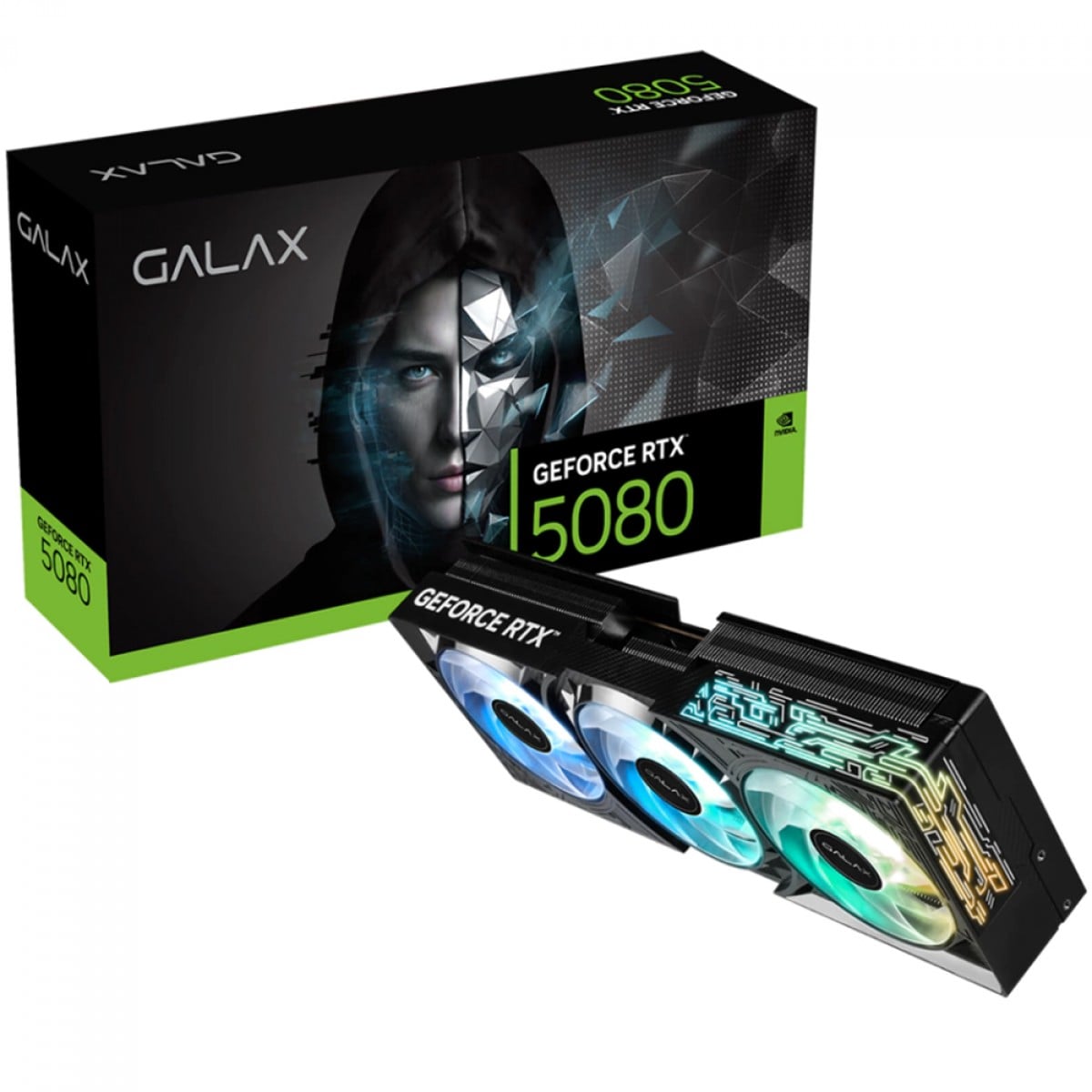 Placa de Vídeo Galax NVIDIA GeForce RTX 5080 1-Click OC, 16GB, GDDR7, ARGB, DLSS, Ray Tracing, 58NZN6MDBBOC