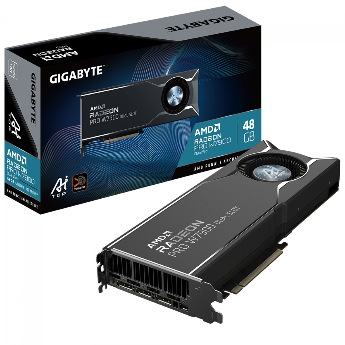 Placa De Vídeo Gigabyte AMD Radeon PRO W7900 Dual Slot AI TOP