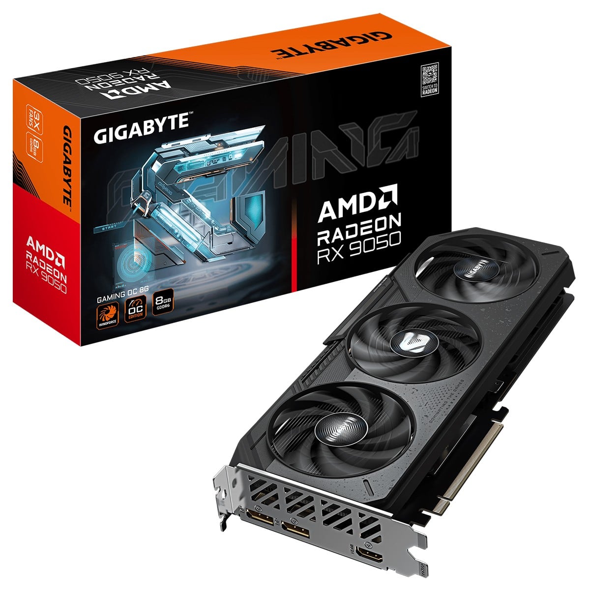 Placa de Vídeo Gigabyte AMD Radeon RX 9050 Gaming OC, 8GB, GDDR6, FSR, Ray Tracing, GV-R9050GAMING OC-8GD