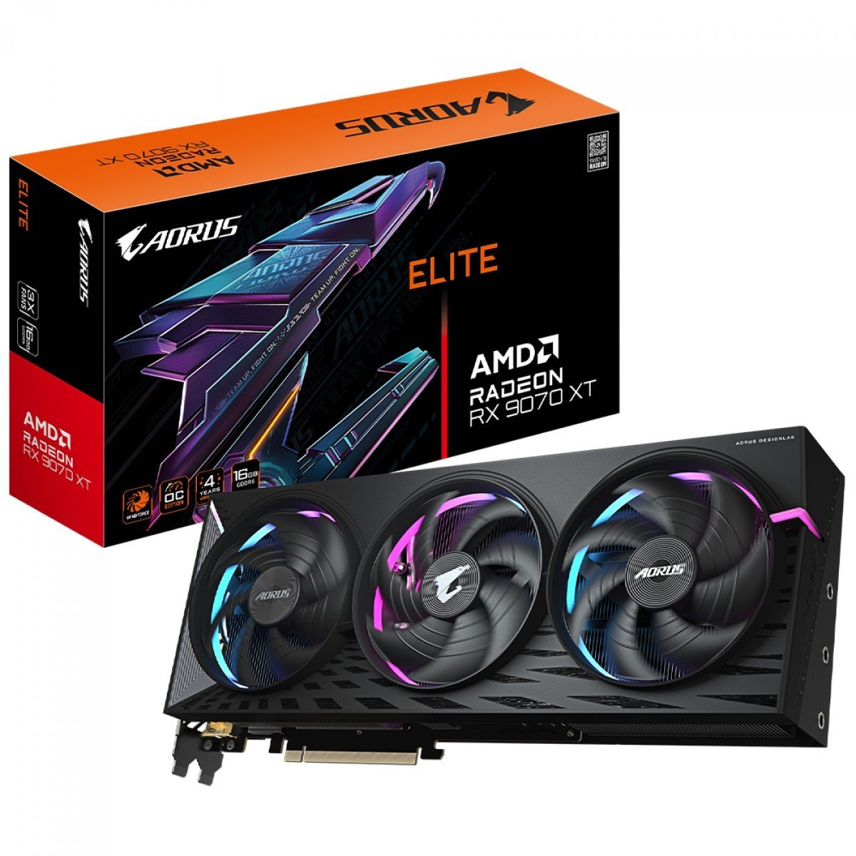 Placa de Vídeo Gigabyte Aorus AMD Radeon RX 9070 XT Elite, 16GB, GDDR6, FSR, Ray Tracing, GV-R9070XTAORUS E-16GD
