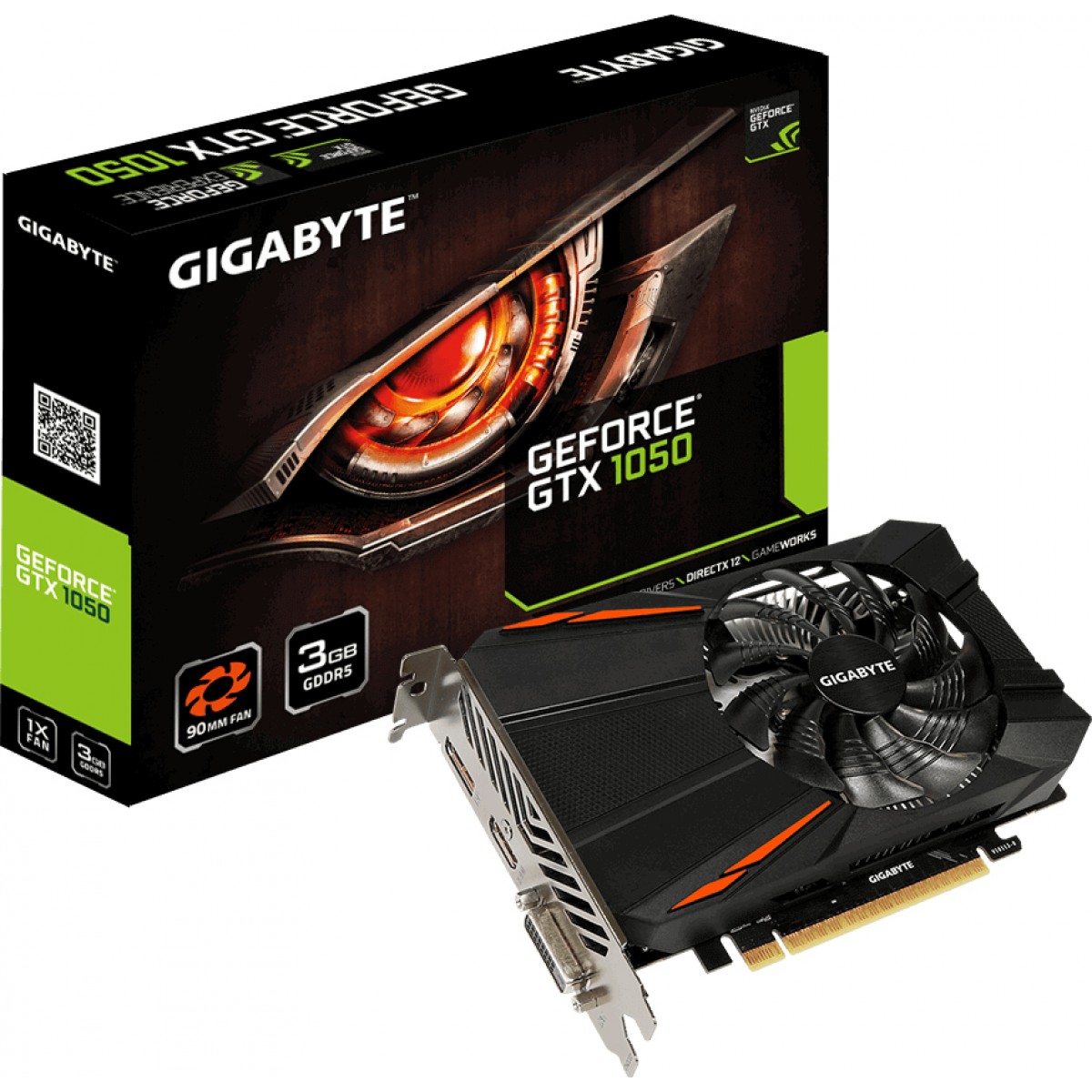 Placa de Vídeo Gigabyte GeForce GTX 1050 D5, 3GB GDDR5, 96Bit, GV-N1050D5-3GD