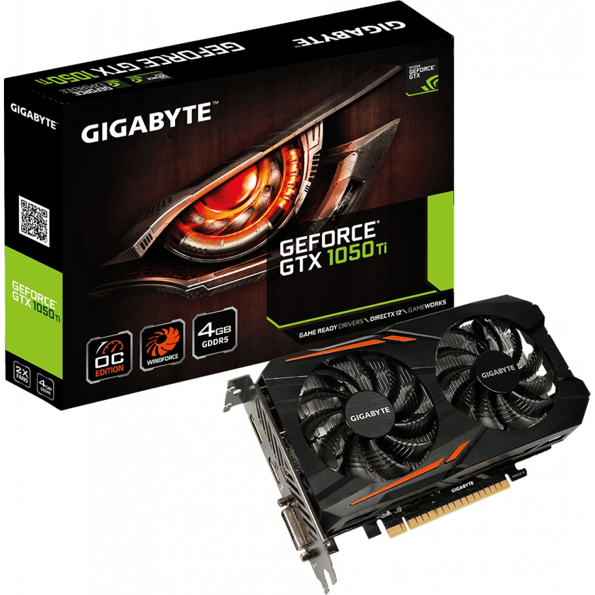 Placa de Vídeo Gigabyte GeForce GTX 1050 Ti OC DUAL FAN 4GB GV-N105TOC-4GD GDDR5 PCI-EXP