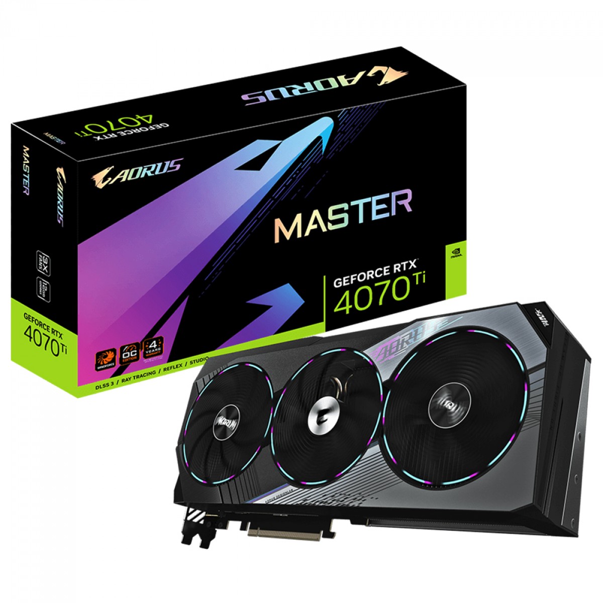 Placa de Video Gigabyte GeForce RTX 4070 Ti AORUS MASTER Placa de Video Gigabyte GeForce RTX 4070 Ti AORUS MASTER