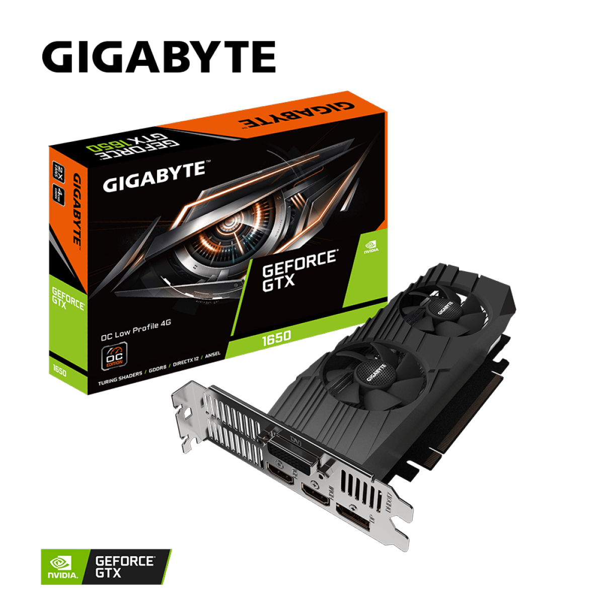 Placa de Vídeo Gigabyte NVIDIA GeForce GTX 1650 D6 OC Low Profile, 4GB, GDDR6, 128bit, GV-N1656OC-4GL